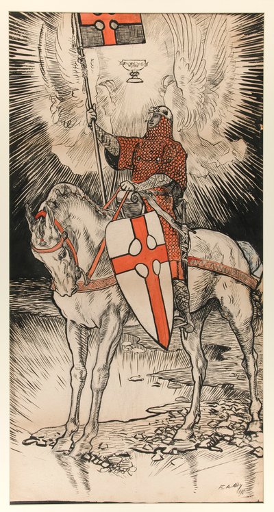 Zeichnung für das Plakat zur Bewerbung der Ausstellung und Veröffentlichung des Buches von Abbey von Edwin Austin Abbey