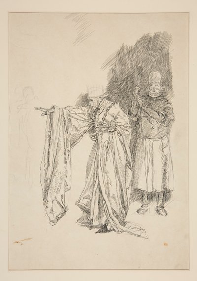 Frühe Studie für König - Akt II, Szene III, Alle von Edwin Austin Abbey