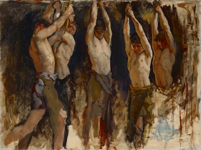 Figurenstudie für Der Geist des Vulkan, Genius der Arbeiter in Eisen und Stahl, Rotunde, Pennsylvania State Capitol, Harrisburg von Edwin Austin Abbey