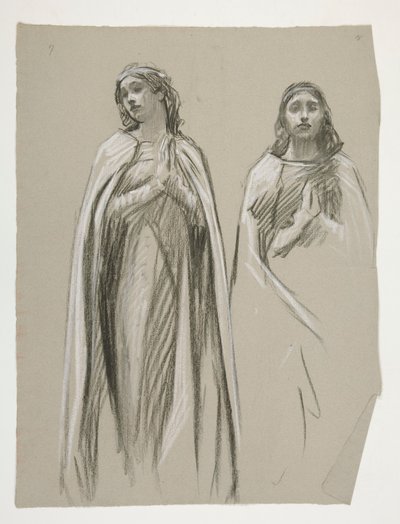 Figurenstudien für Der goldene Baum(?), aus Die Suche nach dem Heiligen Gral (eine Serie von fünfzehn Gemälden für die Boston Public Library, abgeschlossen 1901) von Edwin Austin Abbey