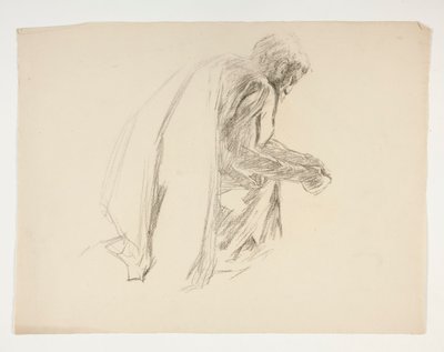 Figurenstudie für Sir Lancelot und Sir Bors rüsten Galahad mit seinen Sporen aus, aus Die Suche nach dem Heiligen Gral (zweite von fünfzehn Gemälden für die Boston Public Library, abgeschlossen 1901) von Edwin Austin Abbey