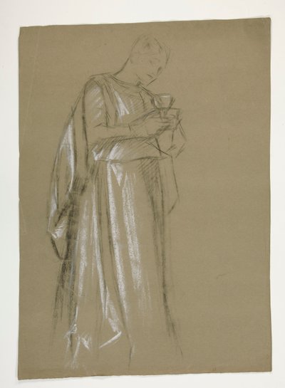 Figurenstudie für den jungen Galahad (?), aus Die Suche nach dem Heiligen Gral (erste einer Serie von fünfzehn Wandgemälden für die Boston Public Library, abgeschlossen 1901) von Edwin Austin Abbey