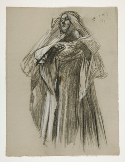 Figurenstudie für den kleinen Galahad, aus Die Suche nach dem Heiligen Gral (erste einer Serie von fünfzehn Wandgemälden für die Boston Public Library, abgeschlossen 1901) von Edwin Austin Abbey