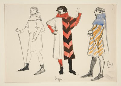 Jongleur und Herr, Kostümskizze für Henry Irving von Edwin Austin Abbey