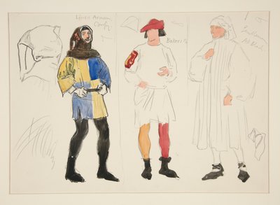 Leinenkostüm, Bäckerkostüm, Herrenkostüm: Kostümentwurf für Henry Irving von Edwin Austin Abbey