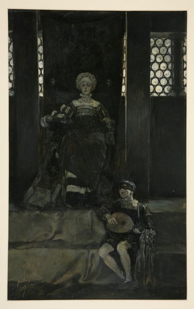 Mariana und Junge singen - Akt III, Szene I, Maß für Maß von Edwin Austin Abbey