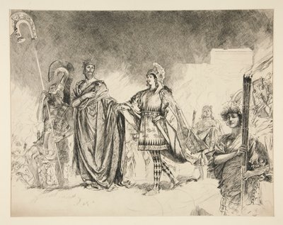 Hochzeitsmorgen von Theseus und Hippolyta (Studie für .1036) - Theseus tritt ein, aus Ein Sommernachtstraum von Edwin Austin Abbey