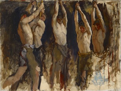 Männer an einem Amboss, Studie für Der Geist des Vulkan von Edwin Austin Abbey