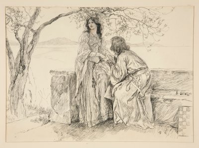 Miranda und Ferdinand, Illustration für Akt V, Szene i, Der Sturm von Edwin Austin Abbey