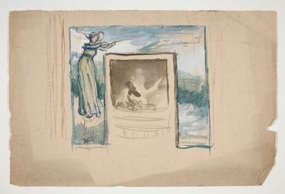 Vorläufige Skizze für eine Kachelofenumrandung von Edwin Austin Abbey