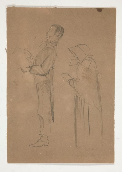 Profilstudien von Mann und alter Frau (recto); Drei Skizzen von Köpfen und unidentifizierte Skizze (verso) von Edwin Austin Abbey