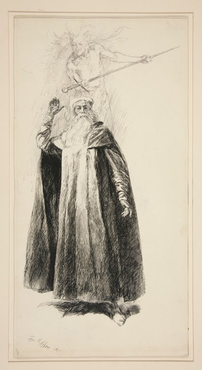 Prospero und Ariel, Illustration für Akt V, Szene i, Der Sturm von Edwin Austin Abbey