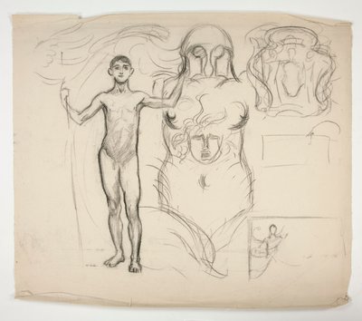 Blatt mit Skizzen von Edwin Austin Abbey