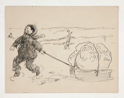 Skizze für eine Grußkarte: ALLE GUTEN WÜNSCHE FÜR 1911 von von Edwin Austin Abbey