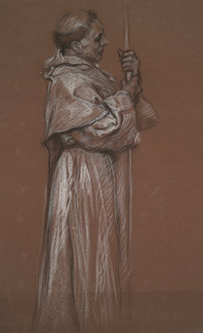 Stehende Figur eines Mönchs, Studie für Wandgemälde von Edwin Austin Abbey