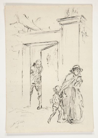 Studie für .1208 - Illustration für Oliver Goldsmith von Edwin Austin Abbey