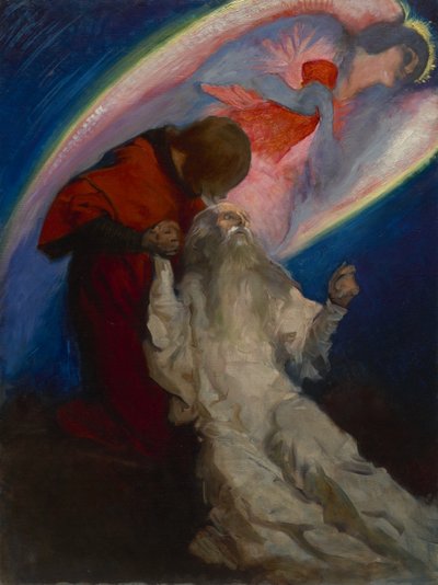 Studie für Amfortas, befreit von Galahad in Die Suche und das Erreichen des Heiligen Grals, ca. 1893-1901 von Edwin Austin Abbey