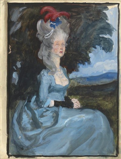 Studie für Tante Pedigree, aus Oliver Goldsmith von Edwin Austin Abbey