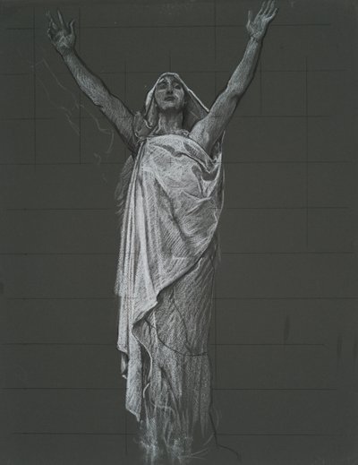 Studie für die Figur der Religion im Rondell der Rotunde des Staatskapitolgebäudes in Harrisburg, Pennsylvania, 1902-1911 von Edwin Austin Abbey