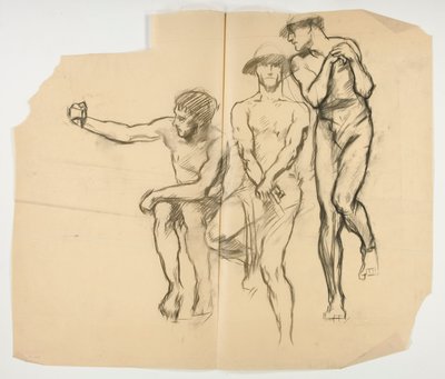 Studie für Schmiede des Vulkan; Drei Bergleute-Stahlwerker von Edwin Austin Abbey