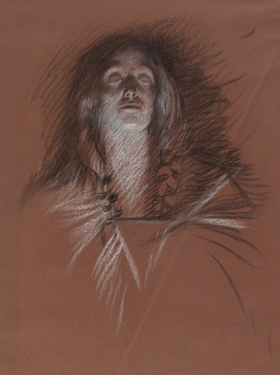 Studie für den Kopf einer keltischen Frau, aus der Theaterszene, Hamlet, Akt 3, Szene 2 von Edwin Austin Abbey