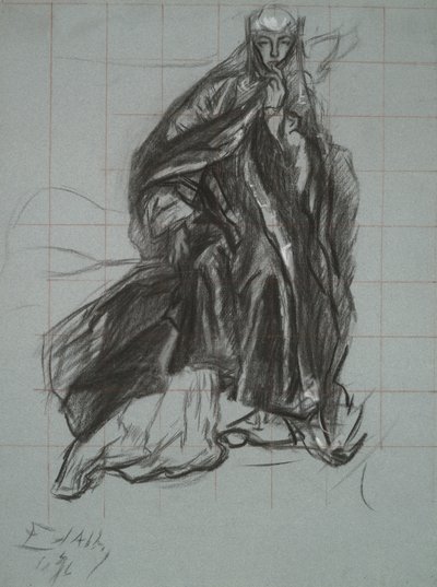 Studie für die Königin, aus der Theaterszene, Hamlet, Akt 3, Szene 2 von Edwin Austin Abbey