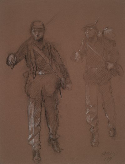 Studie für die Figuren von zwei Soldaten des Bürgerkriegs von Edwin Austin Abbey