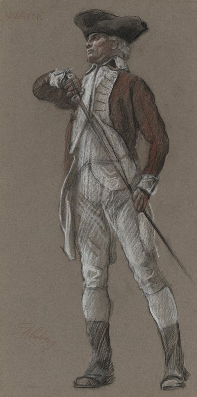 Studie von General Wayne, für Wandgemälde im Staatskapitolgebäude (Apotheose von Pennsylvania) in Harrisburg, Pennsylvania, 1902-1911 (vollendet von John Singer Sargent) von Edwin Austin Abbey