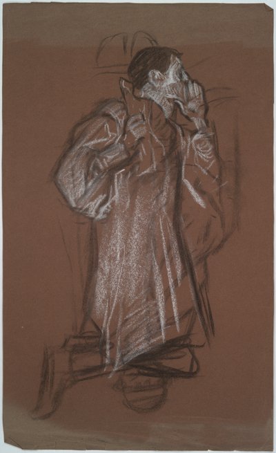 Studie eines knienden Mannes, möglicherweise für Die Welt ohne von Edwin Austin Abbey
