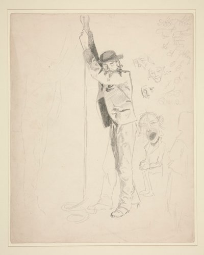 Studie eines Mannes, der eine Glocke läutet; Kritzeleien von EAA von Edwin Austin Abbey