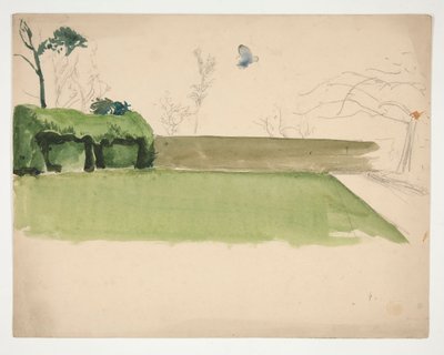 Studie eines umschlossenen Rasens und Gartens von Edwin Austin Abbey