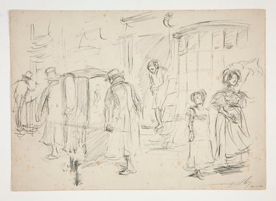 Studie einer Straßenszene mit Sänfte von Edwin Austin Abbey