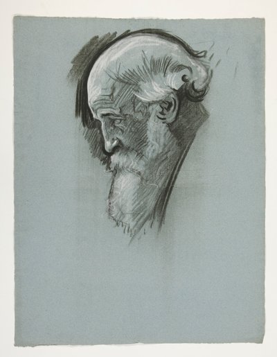 Studie des Kopfes eines alten bärtigen Mannes, für König Artus von Edwin Austin Abbey