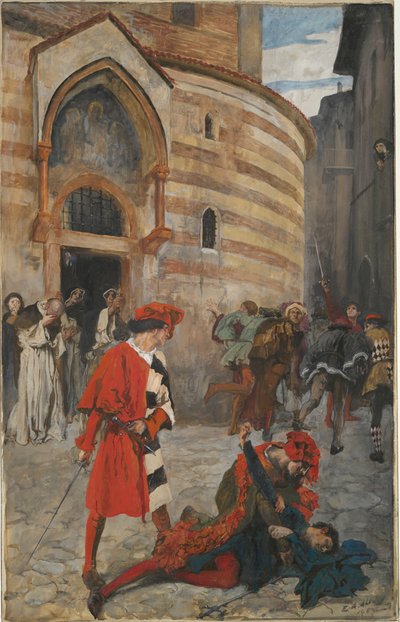Der Tod von Mercutio - Akt III, Szene I, Romeo und Julia von Edwin Austin Abbey