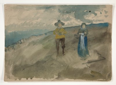 Zwei Figuren in einer Landschaft (recto); Studie eines Mannes von Edwin Austin Abbey
