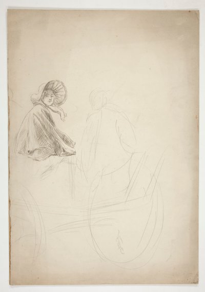 Zwei Figuren auf einem Wagen (unidentifizierte Illustration) von Edwin Austin Abbey