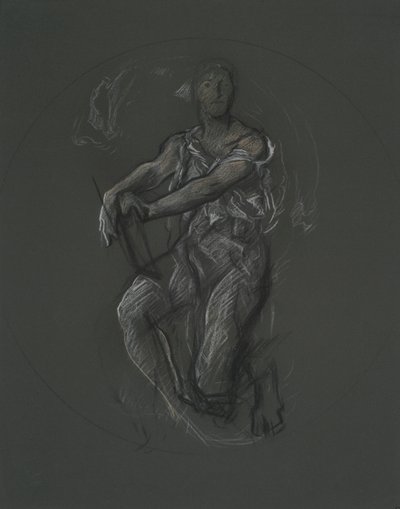 Unidentifizierte Figurenstudie für ein Wandgemälde im Pennsylvania State Capitol Building, Harrisburg, 1902-1911 von Edwin Austin Abbey