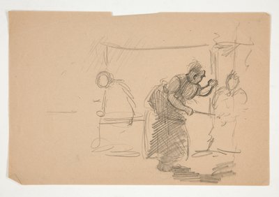 Nicht identifizierte Illustration - Studie einer Küche mit Figur von Edwin Austin Abbey