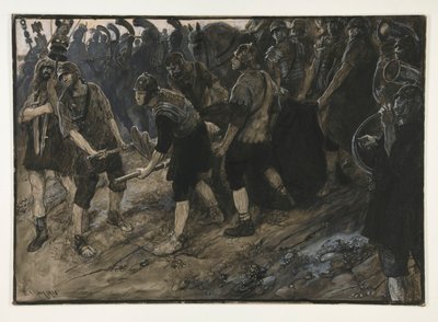 Ventidius tritt triumphierend ein, die Leiche von Pacorus vor ihm getragen, Akt III, Szene I, Antonius und Cleopatra von Edwin Austin Abbey
