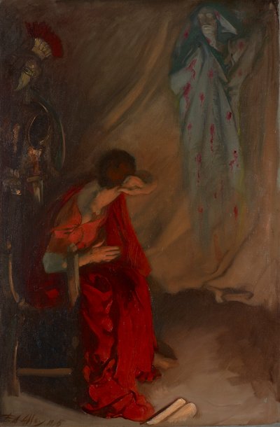 Im Zelt des Brutus: Der Geist Cäsars erscheint, Julius Caesar, Akt IV, Szene III von Edwin Austin Abbey