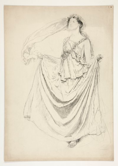 Frau in Toga mit Girlanden, Skizze für ein unidentifiziertes Shakespeare-Stück von Edwin Austin Abbey