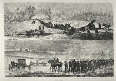 Marschieren im Regen von Edwin Forbes
