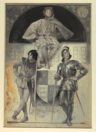 Seiten und Ritter, Frontispiz für "Der Mann in Rüstung" von Edwin Howland Blashfield