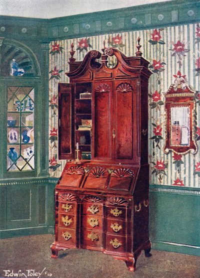 Mahagoni-Schrank mit vergoldetem Spiegel von Edwin John Foley