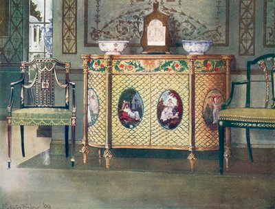 Bemalte Kommode und Stühle von Edwin John Foley