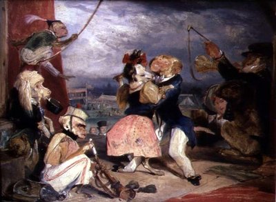West End Messe: Affen und Hunde auf einer Bühne von Edwin Landseer