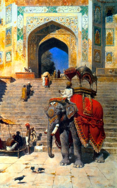 Königlicher Elefant am Tor zur Jami Masjid, Mathura, 19. oder frühes 20. Jahrhundert von Edwin Lord Weeks
