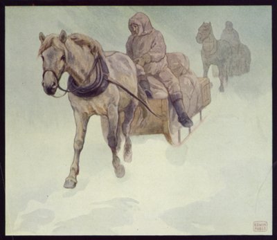 Sibirische Ponys in der Antarktis (Farblithografie) von Edwin Noble