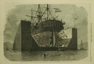 Schwimmender Ponton oder Dock, vorbereitet von Messrs. Rennie und Sohn für die Regierung von Spanien von Edwin Weedon