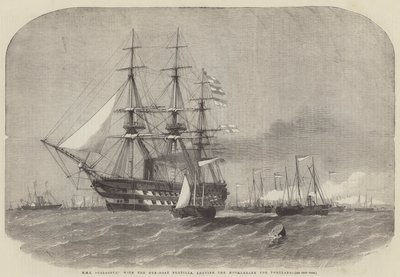HMS Colossus, mit der Kanonenboot-Flottille, verlässt den Motherbank nach Portland von Edwin Weedon